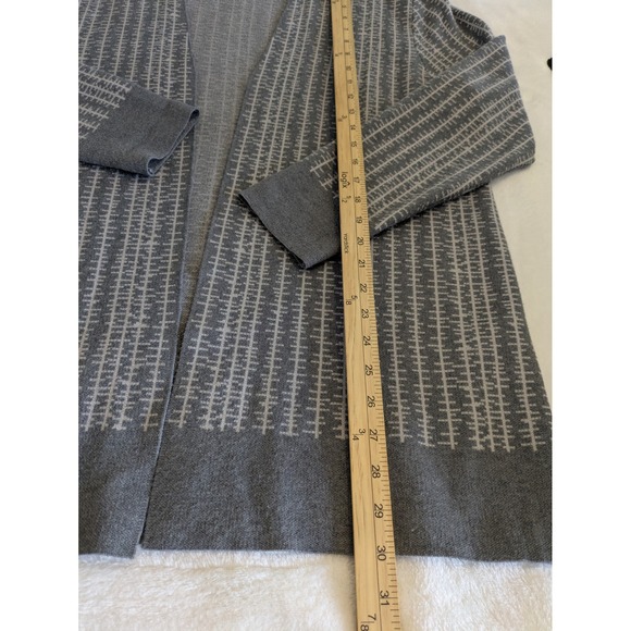 Sioni Cardigan Womens XL Open Front Soft Knit Sweater Gray White Preppy City - Picture 9 of 11